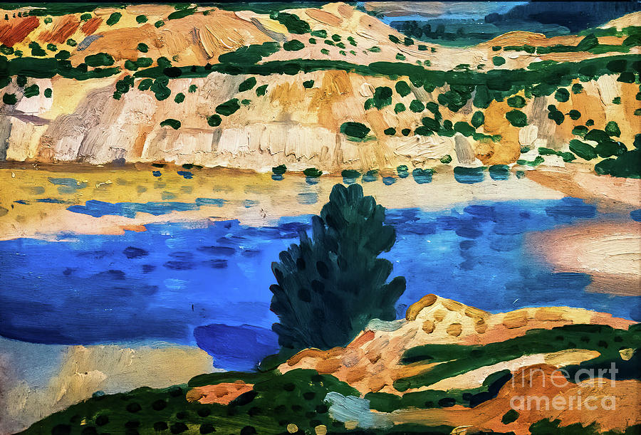 The Blue Pool by Derwent Lees 1914 Painting by Derwnt Lees