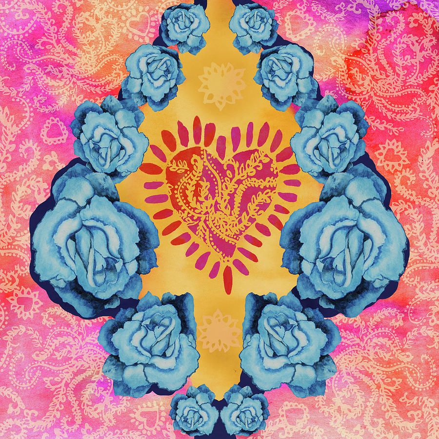 Blu Roses In A Candy Sky Painting by Saycred Blu