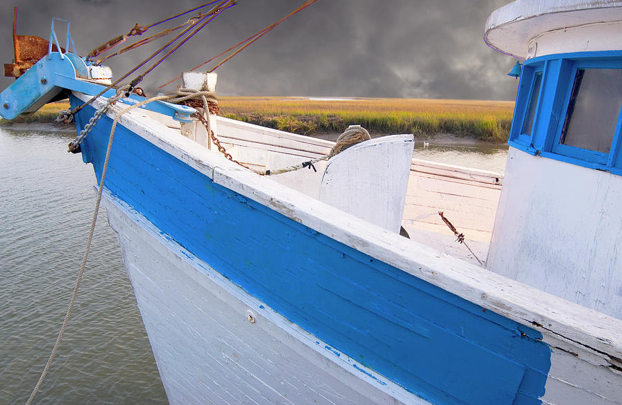 The Blue Shrimp Boat Photograph by Bob Pardue