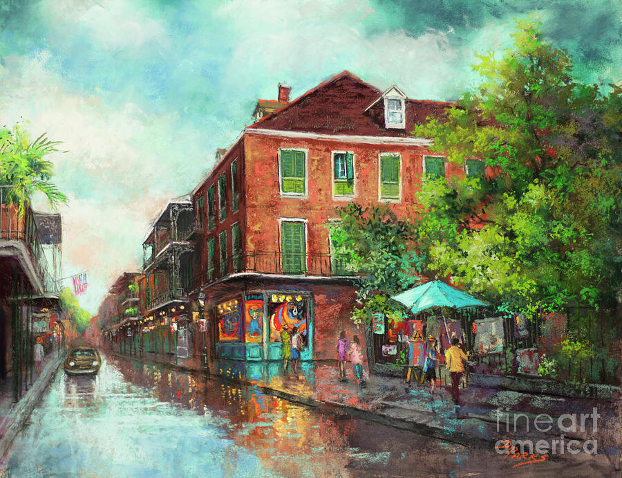 Impressionism Painting - The Blue Umbrella - New Orleans Artist, Royal Street by Dianne Parks
