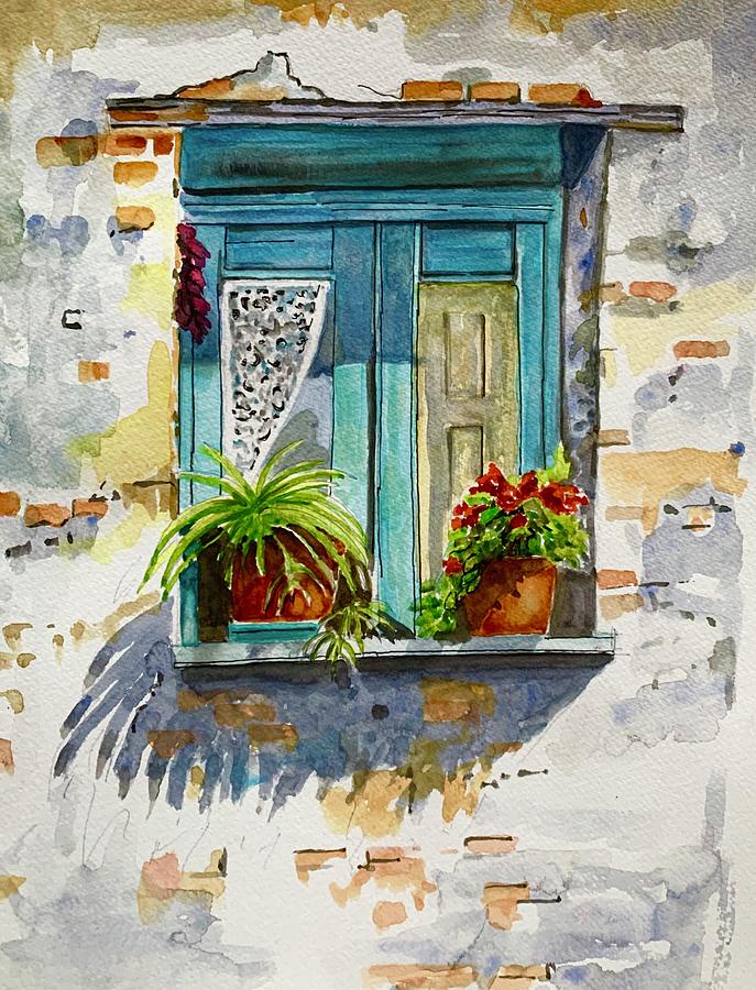 The blue window Painting by Ramesh Mahalingam - Fine Art America