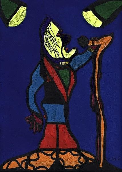 The Blues Singer Drawing by Darrell Black