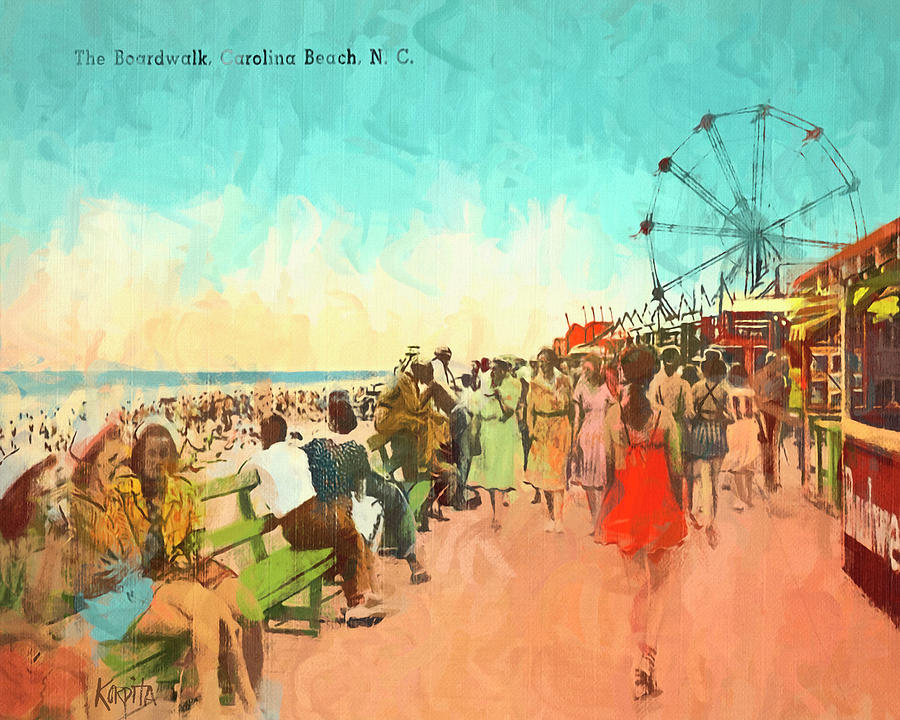 The Boardwalk Carolina Beach NC Digital Art by Rebecca Korpita