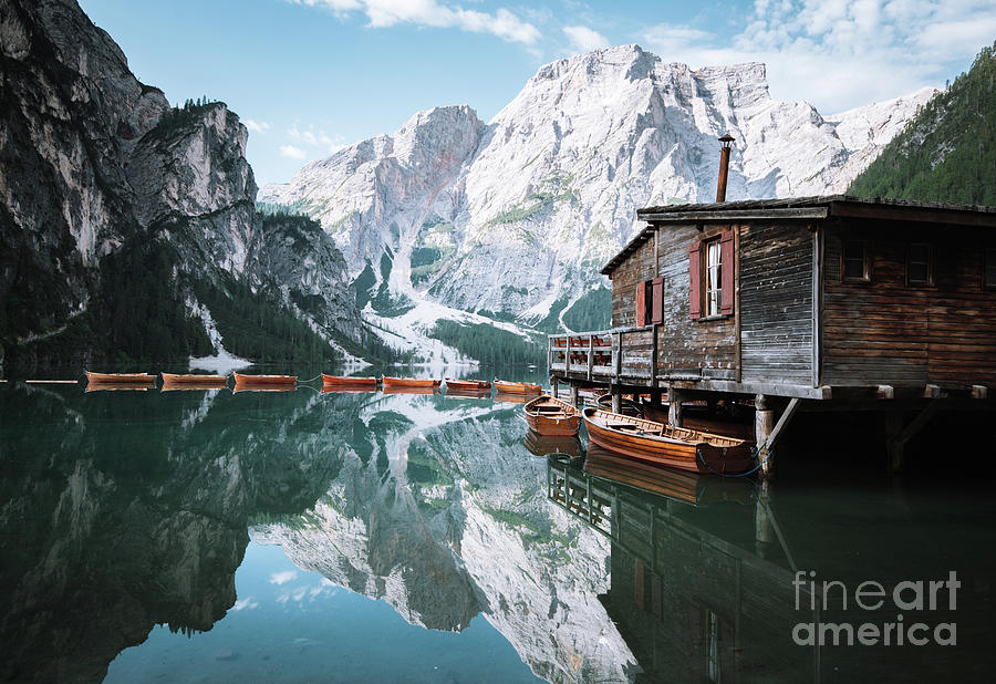 Summer Photograph - The Boat House of Lago di Braies by JR Photography