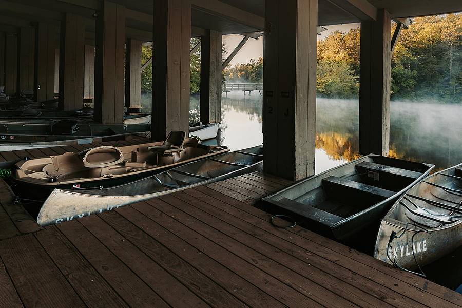Fall Photograph - The Boathouse by Time and Tide Imagery