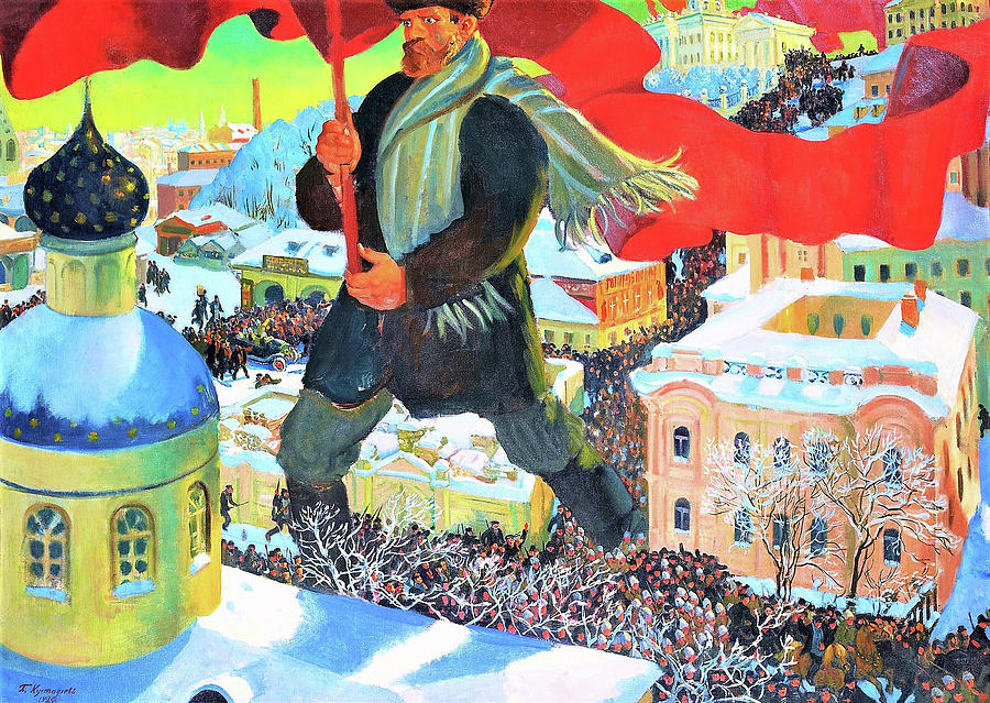 Unique Painting - The Bolshevik - Digital Remastered Edition by Boris Mikhaylovich Kustodiev