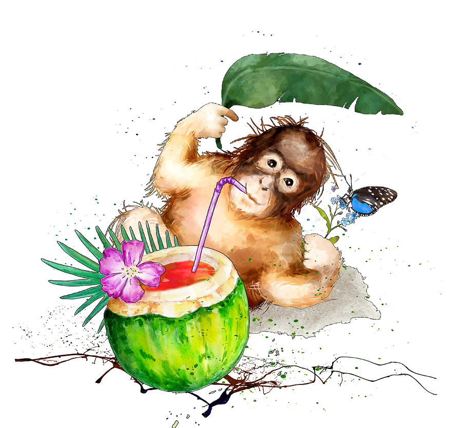 Monkey Painting - The Bon Vivant 01 by Miki De Goodaboom