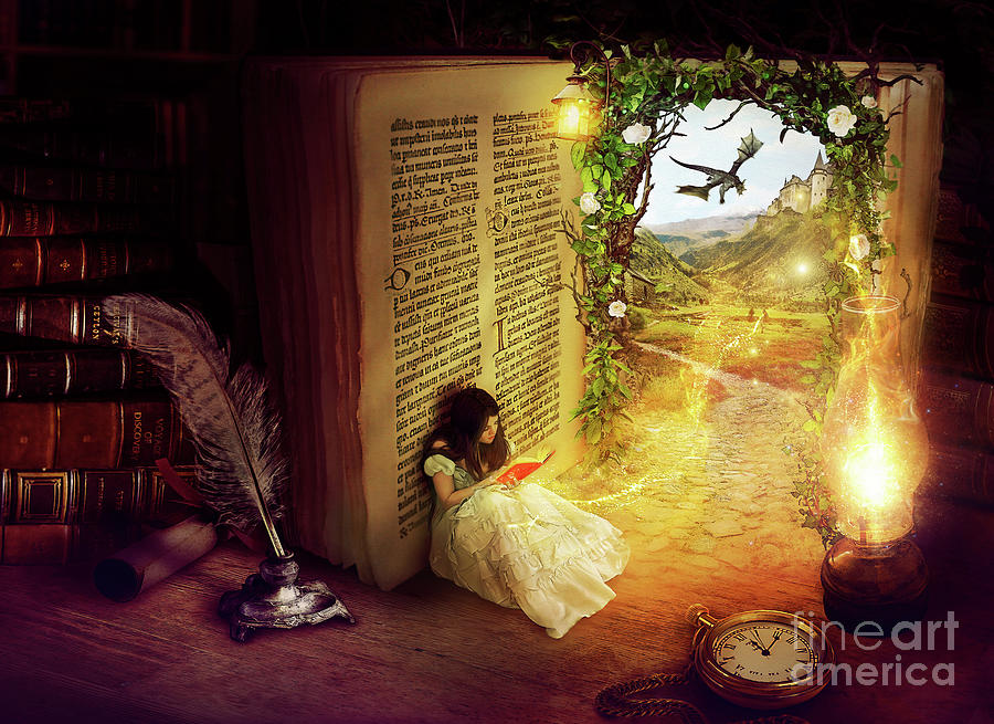 The Book of Secrets Fantasy Bookish Reading Girl Magical Fairy Tale ...