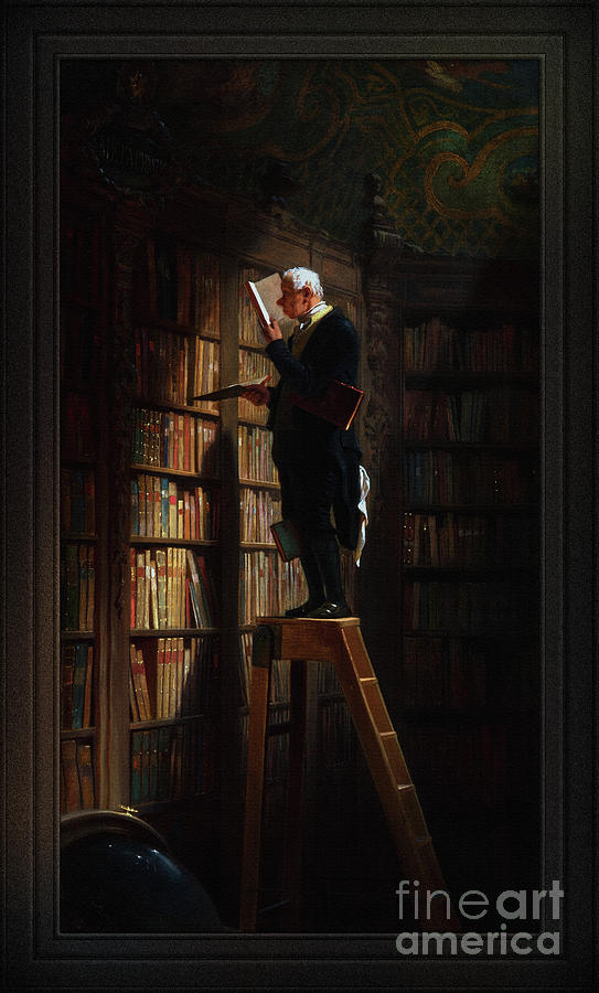 The Bookworm by Carl Spitzweg Classical Art Old Masters Reproduction Painting by Rolando Burbon