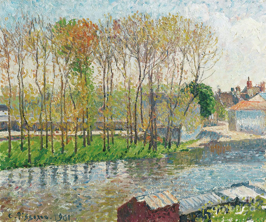 The border of the Loing in Moret, 1901 by Camille Pissarro Painting by Camille Pissarro
