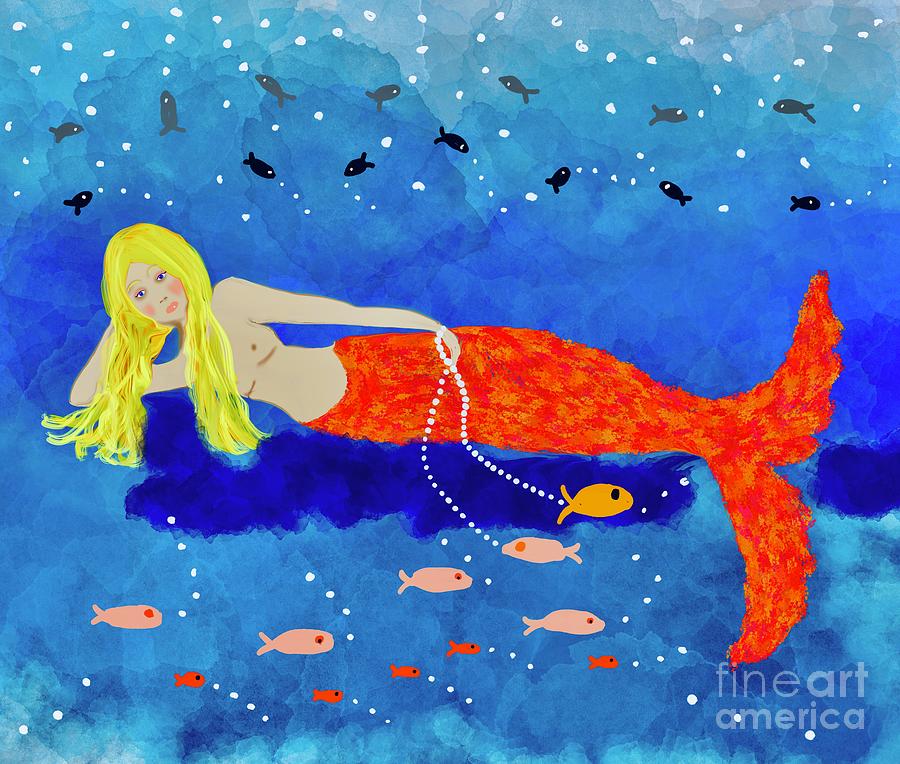 The bored mermaid  Digital Art by Elaine Hayward