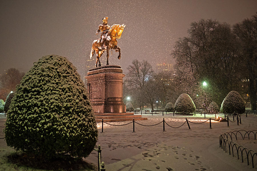 The Boston Public Garden Covered in Snow Boston MA Photograph by Toby McGuire