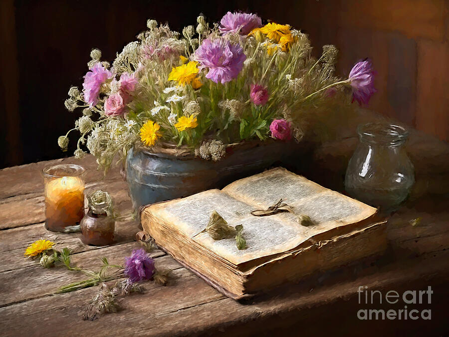 Still Life Digital Art - The Botanist Book 2 AI by Mike Nellums