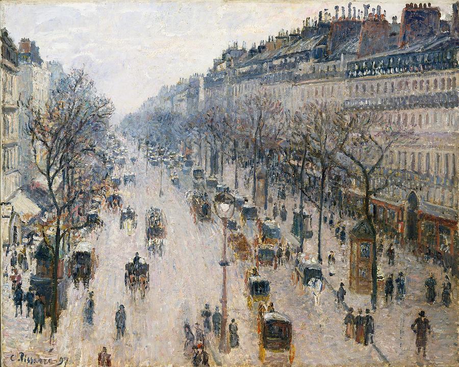 Tree Drawing - The Boulevard Montmartre on a Winter Morning  art by Camille Pissarro French