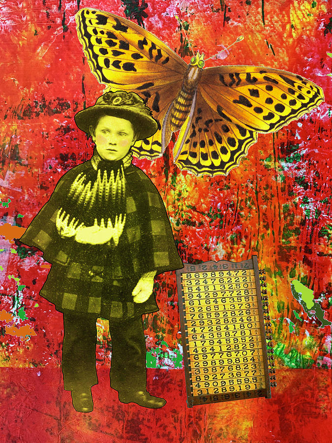 The boy and the butterfly Mixed Media by Lorena Cassady