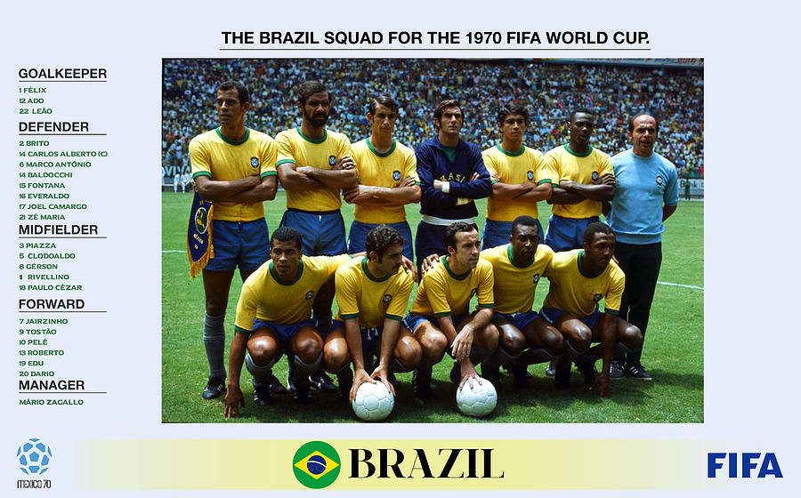 The Brazil Squad For The 1970 FIFA World Cup, Mexico 70 Painting By ...