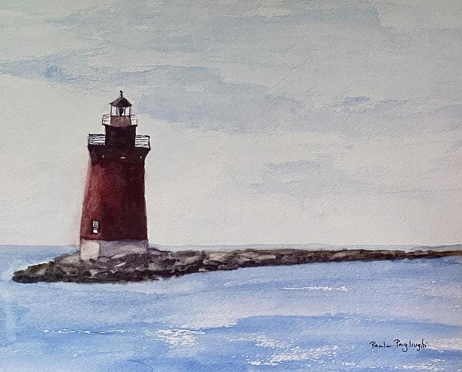 The Breakwater Lighthouse Painting by Paula Pagliughi