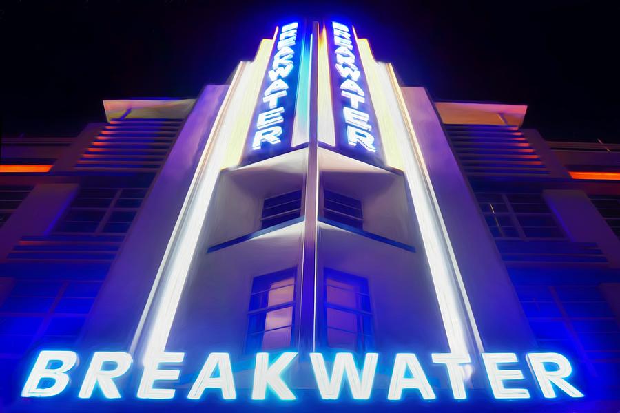 South Beach Painting - The Breakwater on Ocean Drive by Chrystyne Novack