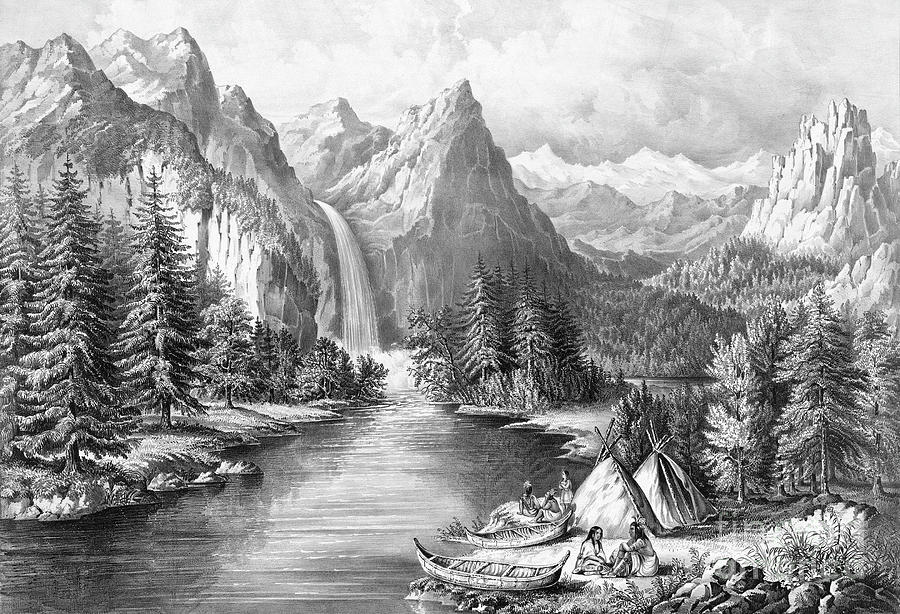 The Bridal Veil,1866 Drawing by Currier and Ives