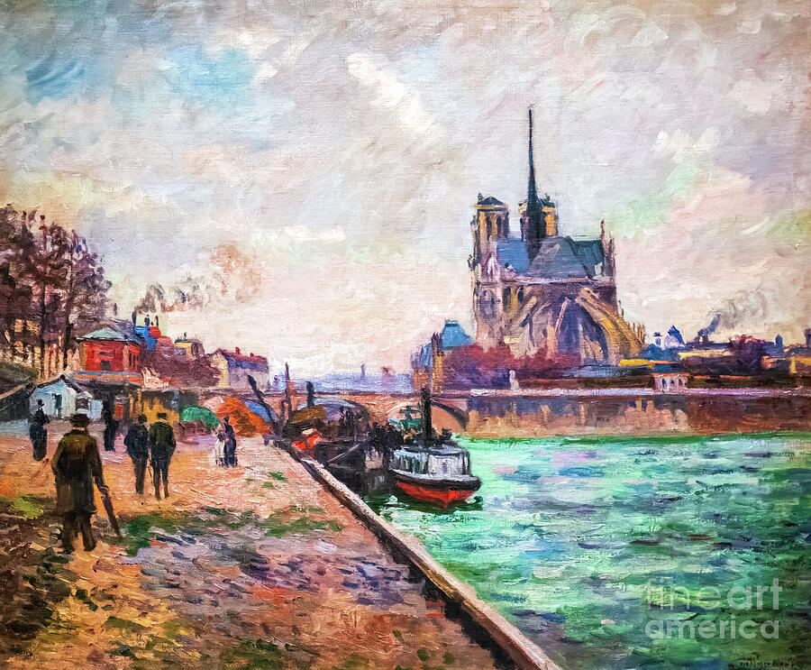 The Bridge of the Archbishop and the Apse of Notre Dame Paris by Painting by Armand Guillaumin