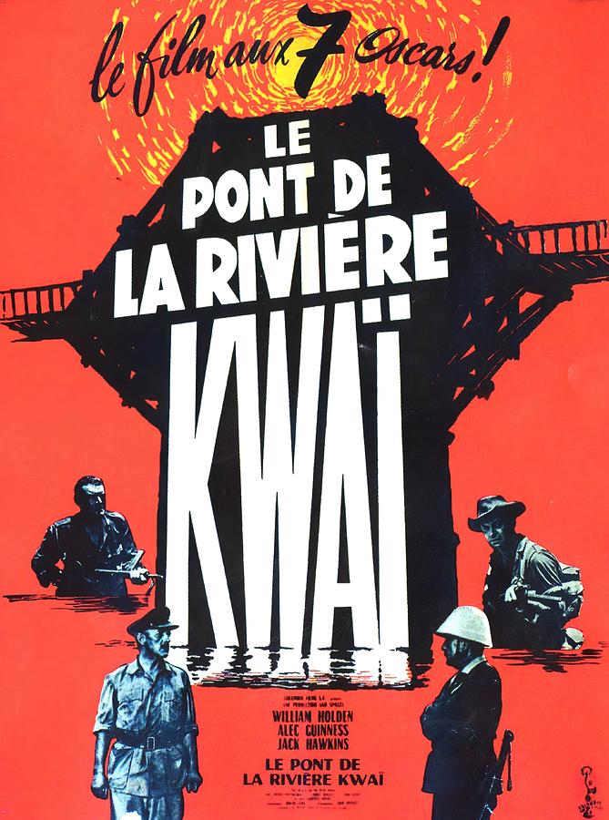 The Bridge on the River Kwai, 1957 - art by George Kerfyser Mixed Media by Movie World Posters