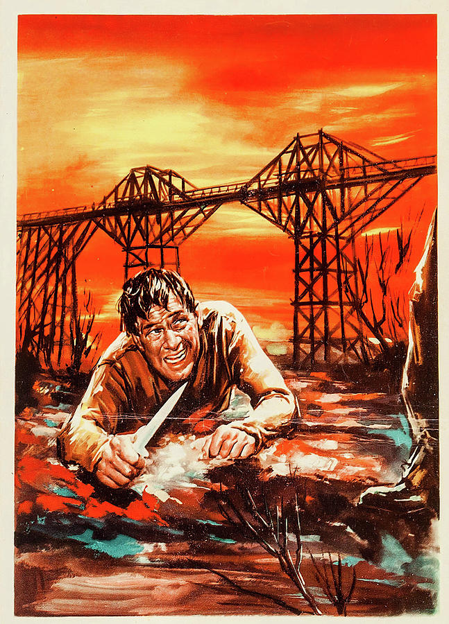 William Holden Painting - The Bridge on the River Kwai, 1957, movie poster painting by Movie World Posters