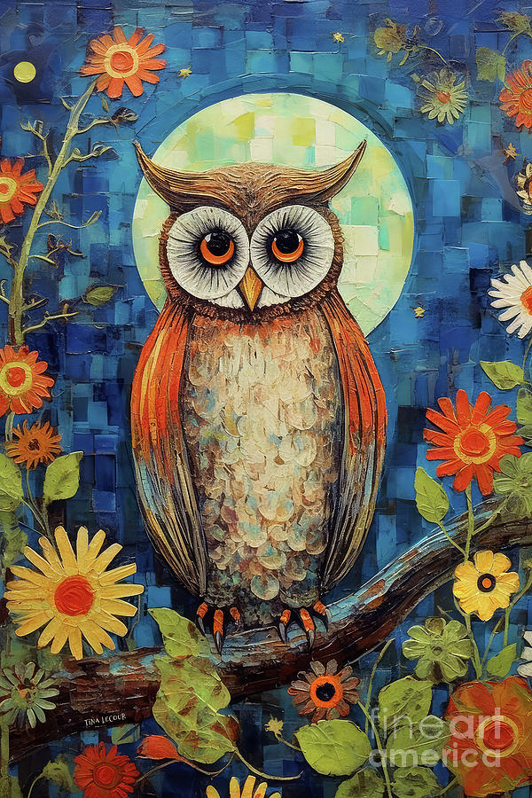 Owl Painting - The Bright Eyed Owl by Tina LeCour