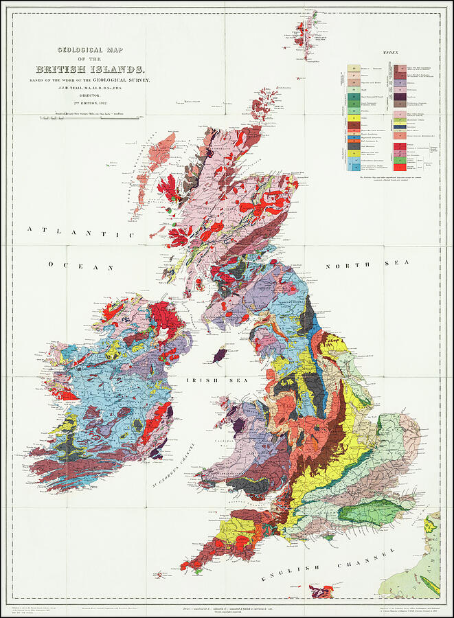 The British Isles Vintage Geological Map 1912 Photograph by Carol Japp ...