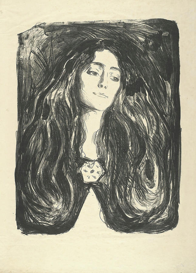 The Brooch. Eva Mudocci. Edvard Munch, Norwegian, 1863-1944. Painting by Edvard Munch -1863-1944-