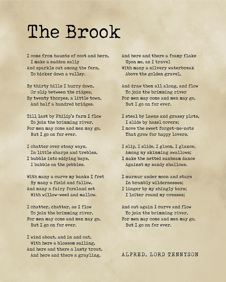The Brook - Alfred, Lord Tennyson Poem - Literature - Typewriter Print 3 - Vintage Digital Art by Studio Grafiikka