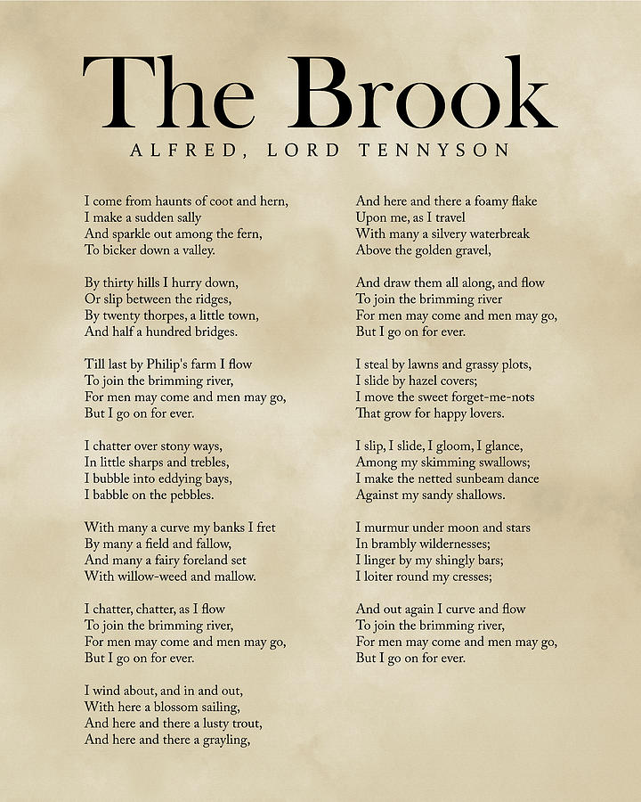 Typography Digital Art - The Brook - Alfred, Lord Tennyson Poem - Literature - Typography Print 3 - Vintage by Studio Grafiikka