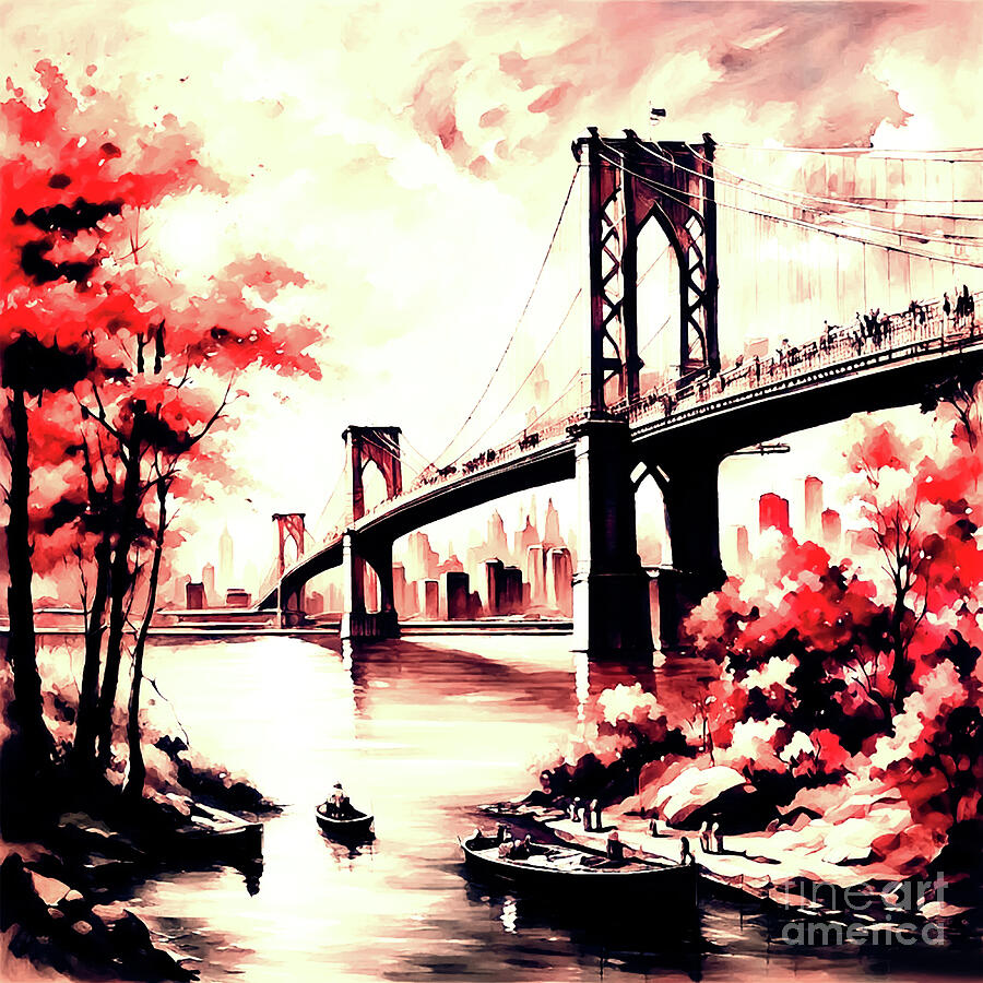 The Brooklyn Bridge Digital Art by Eddie Eastwood