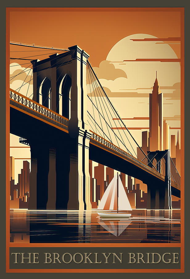 The Brooklyn Bridge - Vintage Travel Poster Digital Art by Anon