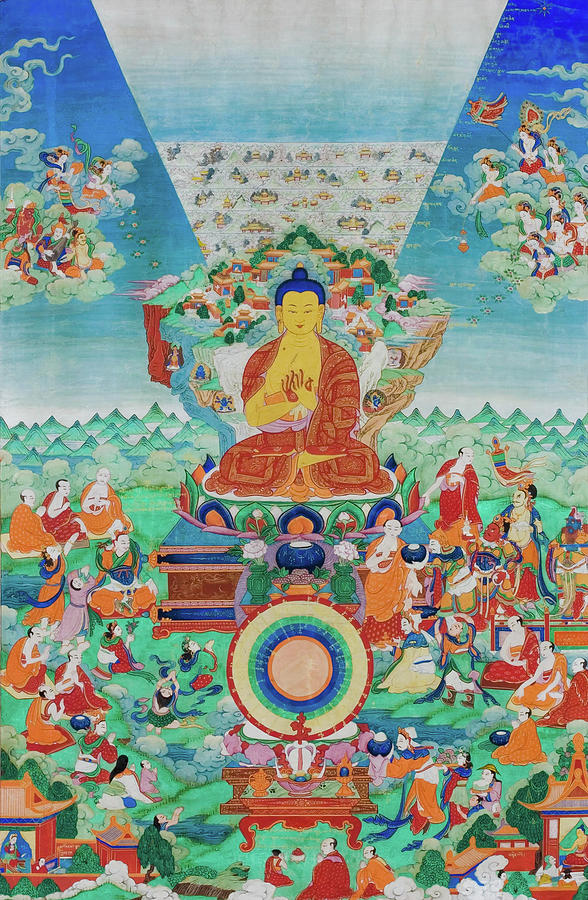 The Buddha Shakyamuni at Mount Meru Painting by Orca Art Gallery - Fine ...