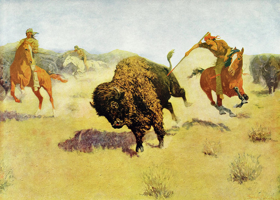 The Buffalo Runners, 1905 Painting by Frederic Remington