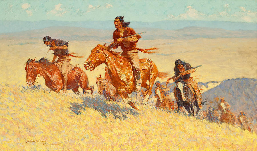 The Buffalo Runners  Painting by Frederic Remington