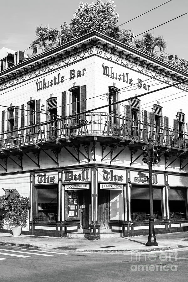 The Bull and Whistle Bar Key West Black and White Photo Photograph by Paul Velgos