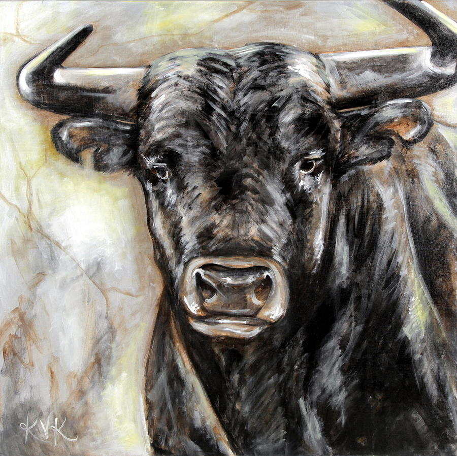 The Bull black and white Painting by Katia Von Kral