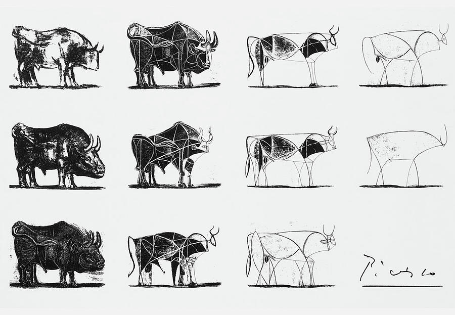 Claude Monet Drawing - The Bull series by Pablo Picasso