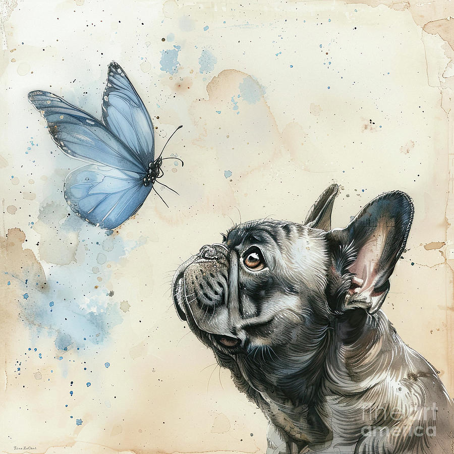 The Bulldog And The Butterfly Painting by Tina LeCour