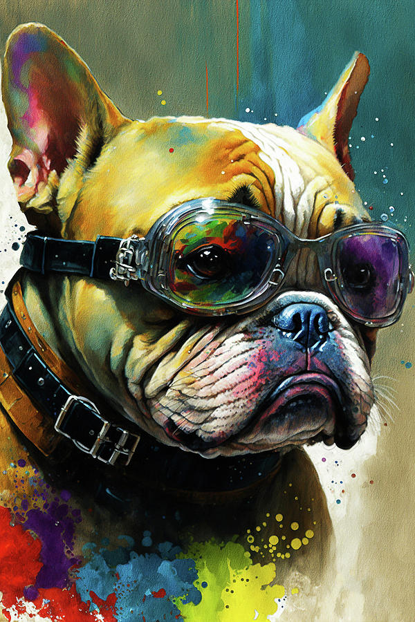 Goggle Painting - The Bulldog With Sunglasses - Composition 007 by Aryu