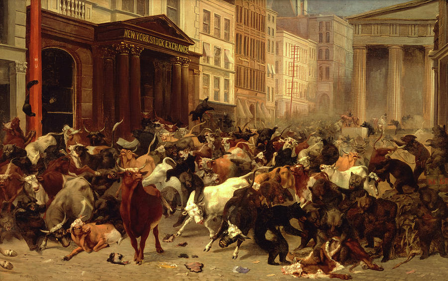 Bull Painting - The Bulls and Bears in the Market, 1879 by William Holbrook Beard