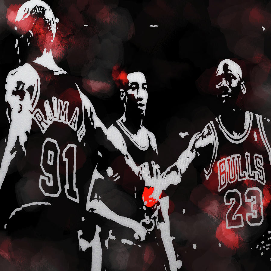 The Bulls Big 3 Mixed Media by Brian Reaves