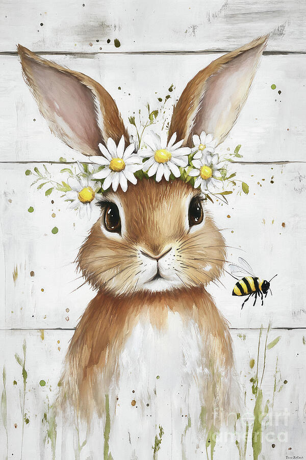 The Bunny And The Bee Painting by Tina LeCour The Bunny And The Bee Painting by Tina LeCour