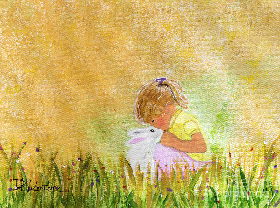 The Bunny and the Little Girl Painting by Deborah Klubertanz