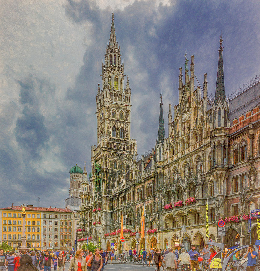 The Bustling Marienplatz of Munich Photograph by Marcy Wielfaert