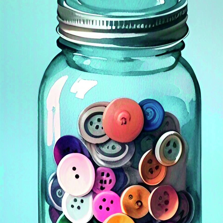 The Button Jar Mixed Media by Bonnie Bruno