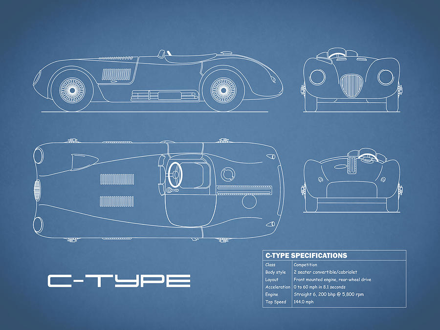 Car Photograph - The C-Type Blueprint by Mark Rogan