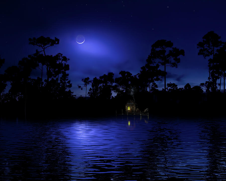 The Cabin on the Lake Digital Art by Mark Andrew Thomas