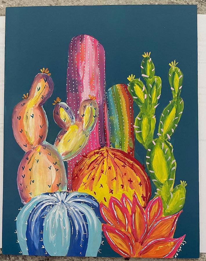 The Cactus Family Painting by Cindy Smith - Fine Art America